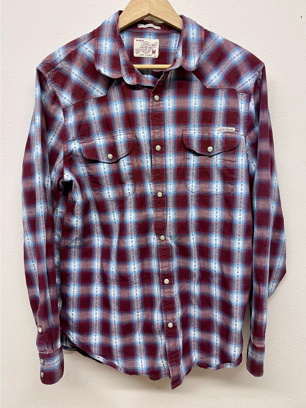 Lucky Brand Pearl Snap Western Shirt M Cowboy Core Ranchwear Yellowstone Coastal